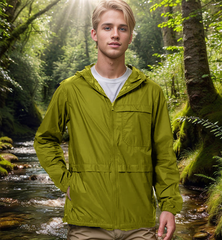 Herren leichte Outdoor-Jacke mit verstellbarem Kapuzenkragen und funktionalen Taschen Echoarchiv