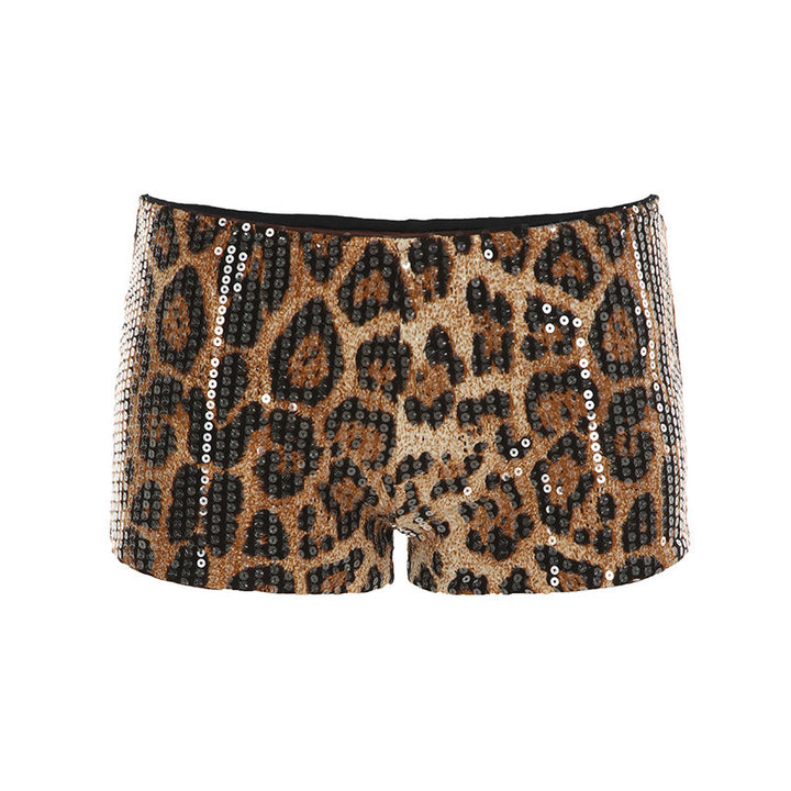 Damen Glitzerndes Minikleid mit Leopardenmuster und Spaghettiträgern Echo Archiv