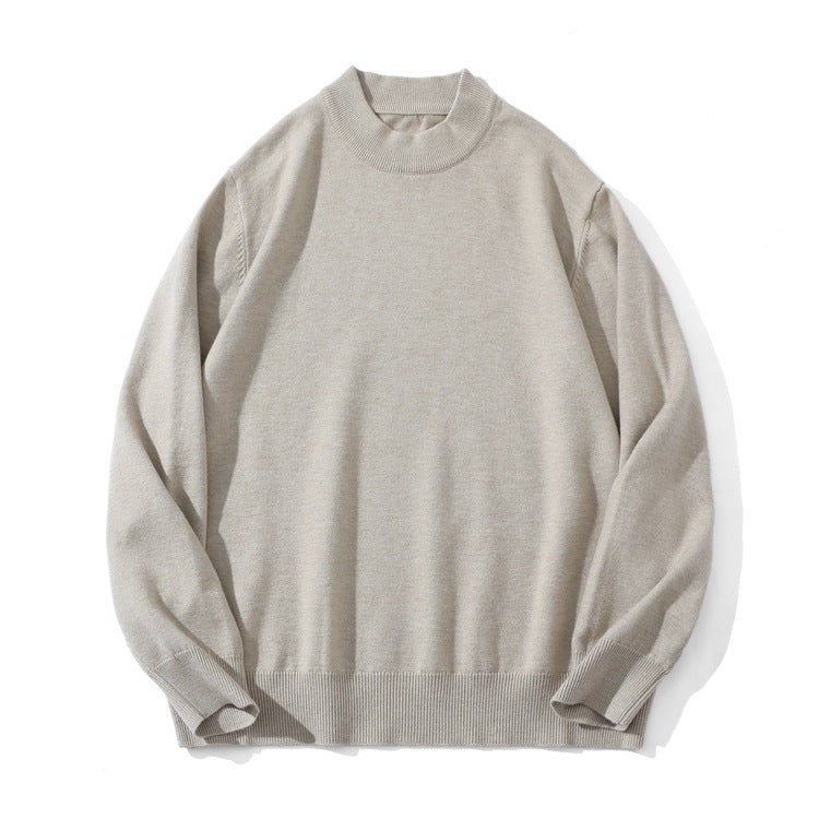 Unisex Feiner Strickpullover mit Mockneck, Oversize-Schnitt und gerippten Bündchen Echoarchiv