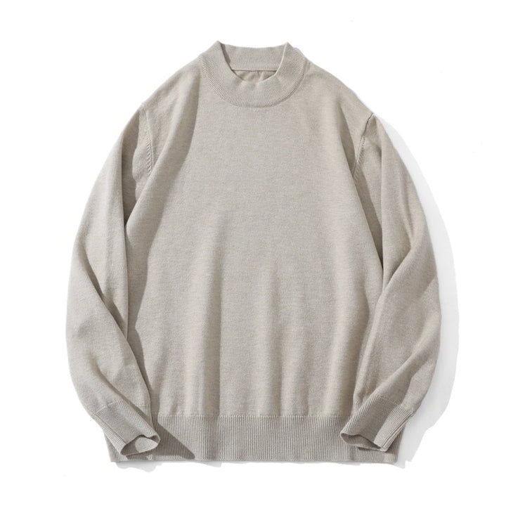 Unisex Feiner Strickpullover mit Mockneck, Oversize-Schnitt und gerippten Bündchen Echoarchiv