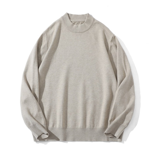 Unisex Feiner Strickpullover mit Mockneck, Oversize-Schnitt und gerippten Bündchen Echoarchiv