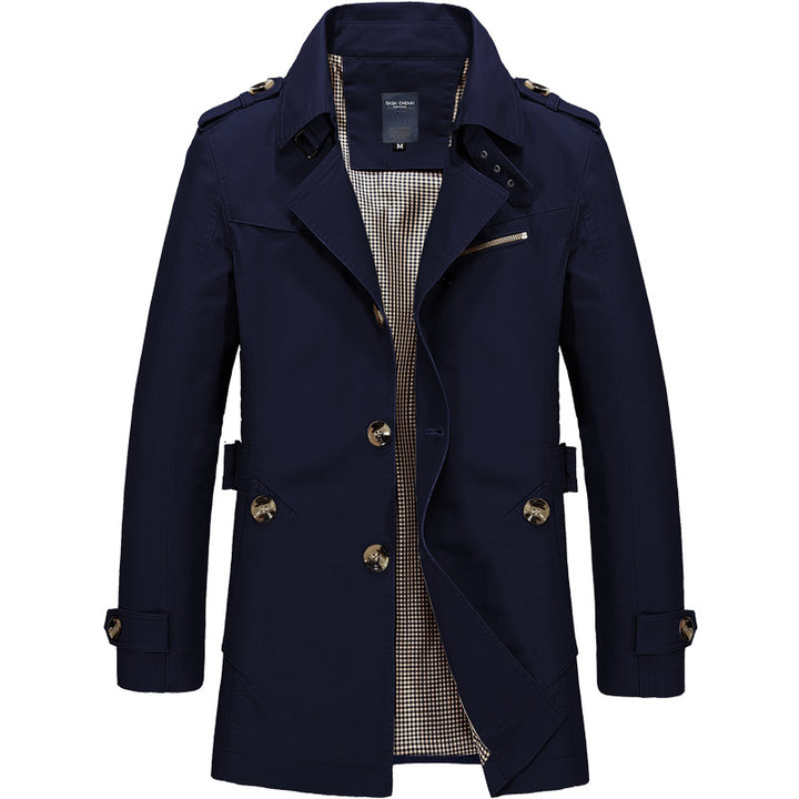 Herren nan legerer Baumwoll-Blazer mit Knopfleiste, aufgesetzten Taschen und gestreiftem Innenfutter Echo Archiv