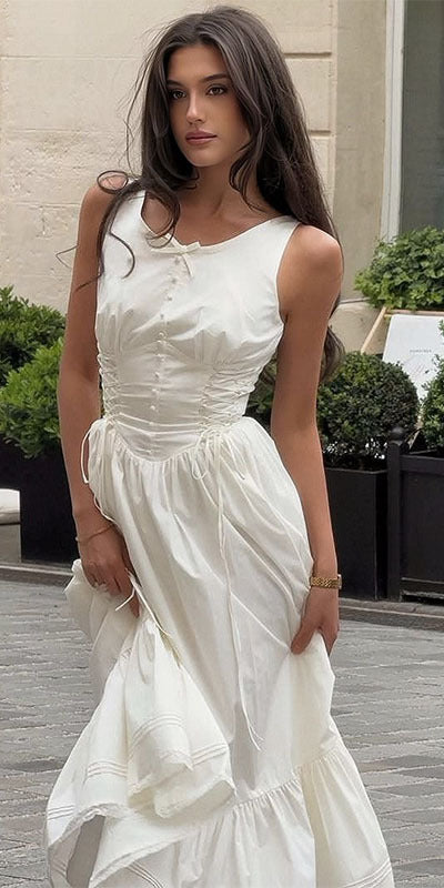 Damen Maxikleid mit raffinierten Rüschendetails und taillierter Silhouette Echo Archiv