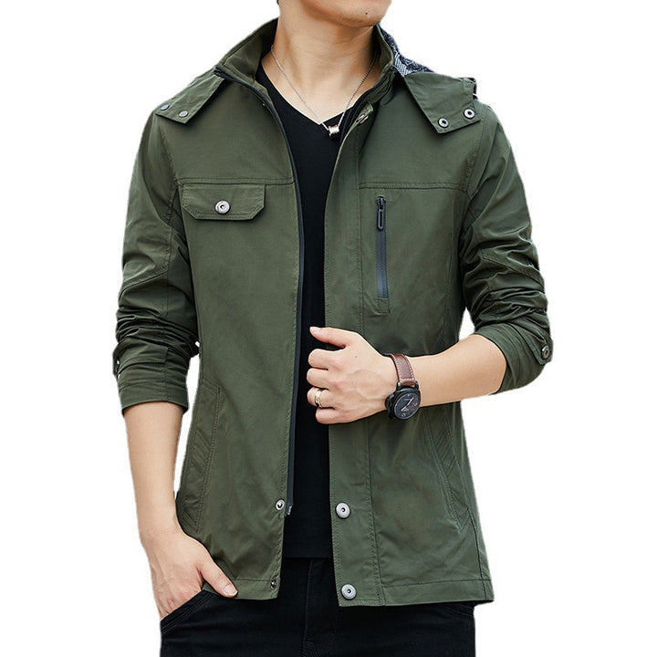 Herren Leichter Kapuzen-Fieldblouson im Casual-Utility-Stil Echoarchiv