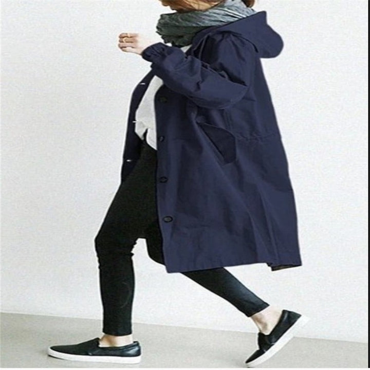 Damen nan leichter oversized Parka-Mantel mit Kapuze, Taillenzug und seitlichem Gehschlitz Echo Archiv