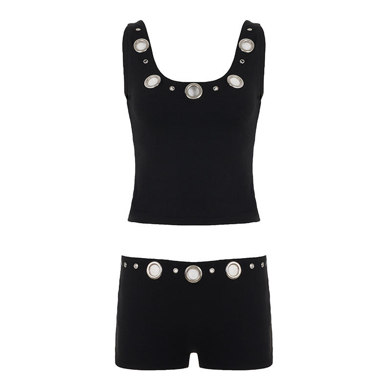 Damen Sportliches Set mit Ringer-Top und hohen Ringen Echo Archiv