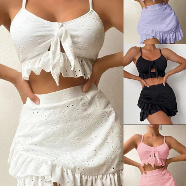 Damen Crop-Top und Minirock-Set mit verspielten Rüschendetails Echo Archiv