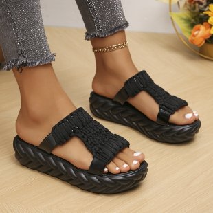 Damen nan handgewebte geflochtene Plateau-Sandalen mit ergonomischer Polstersohle Echo Archiv