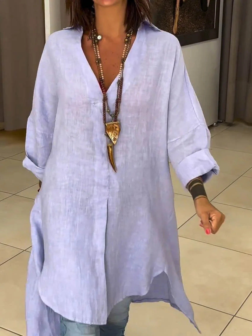 Damen Leinen Tunika mit asymmetrischem Schnitt und eleganten Details Echoarchiv