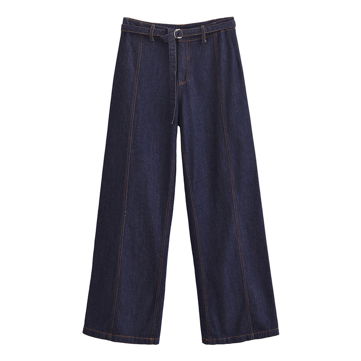 Damen Weite High‑Waist-Jeanshose im Palazzo-Schnitt mit Mittelnaht und D-Ring-Gürtel Echo Archiv
