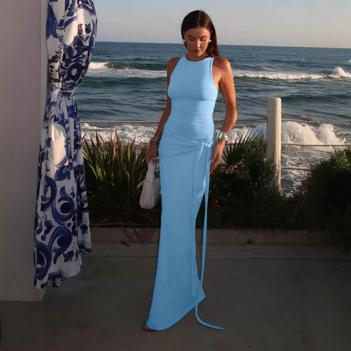 Damen Maxikleid mit fesselndem Drapierungsdesign und elegantem Schlitz Echo Archiv