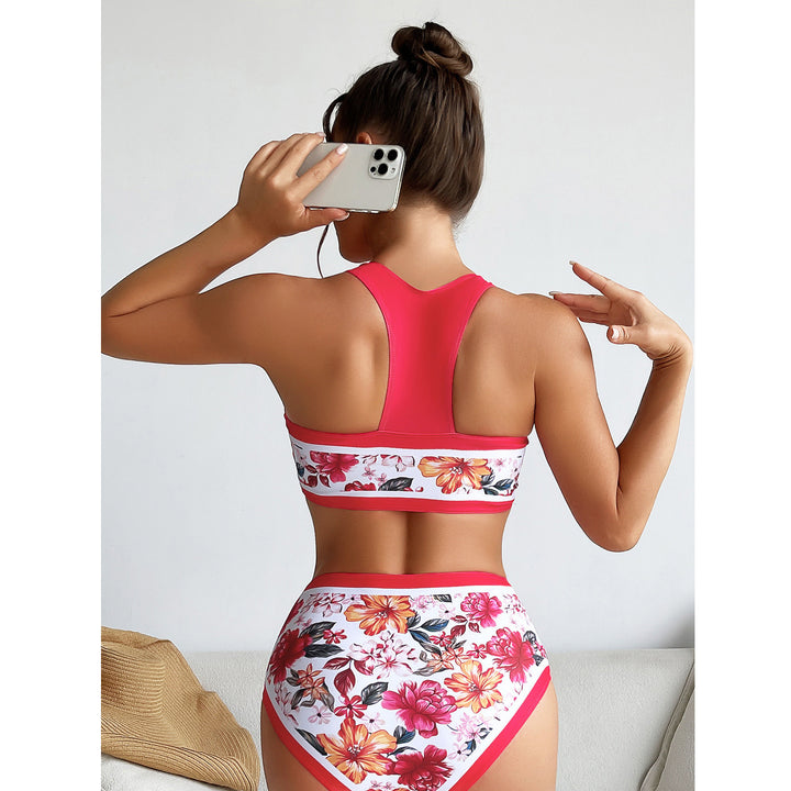 Damen Sport-Bikini mit floralem Design und hohem Bund Echo Archiv