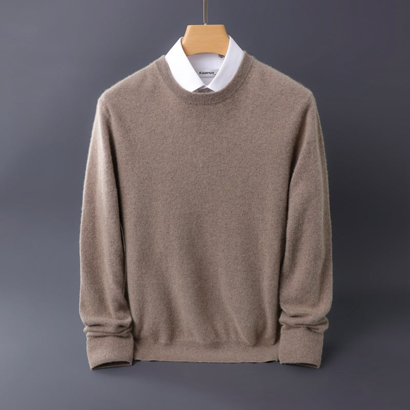 Herren Feiner Rundhals-Strickpullover in Kaschmir‑Optik mit gerippten Bündchen Echoarchiv