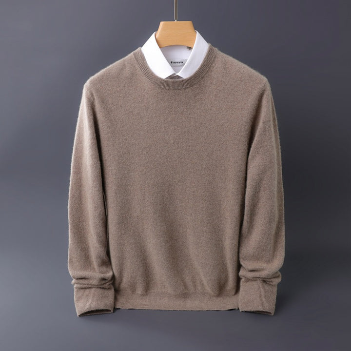 Herren Feiner Rundhals-Strickpullover in Kaschmir‑Optik mit gerippten Bündchen Echoarchiv