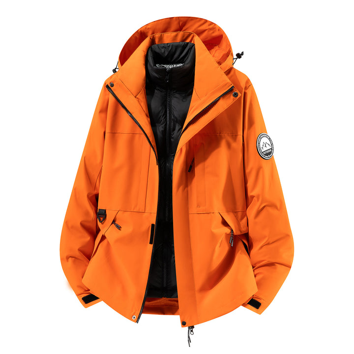 Herren zweilagiger Hardshell-Parka mit abnehmbarer Steppweste und technischer Kapuze Echoarchiv