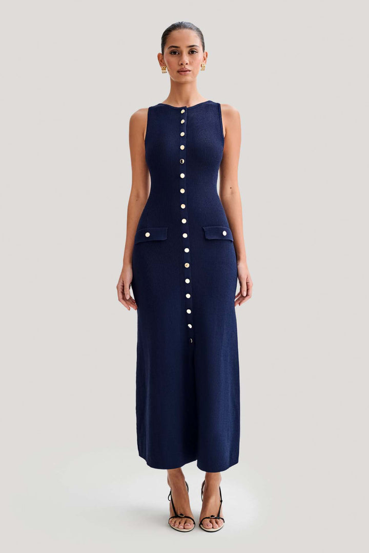 Damen Strick-Maxikleid mit durchgehendem Knopfverschluss Echo Archiv