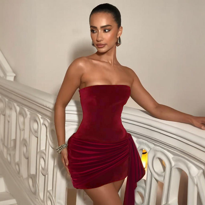 Damen verführerisches Bustier-Kleid mit asymmetrischem Rüschensaum Echo Archiv