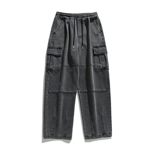 Herren Cargo-Freizeithose aus Baumwoll-Denim mit Tunnelzugbund, Kappnähten und aufgesetzten Klappentaschen Echo Archiv
