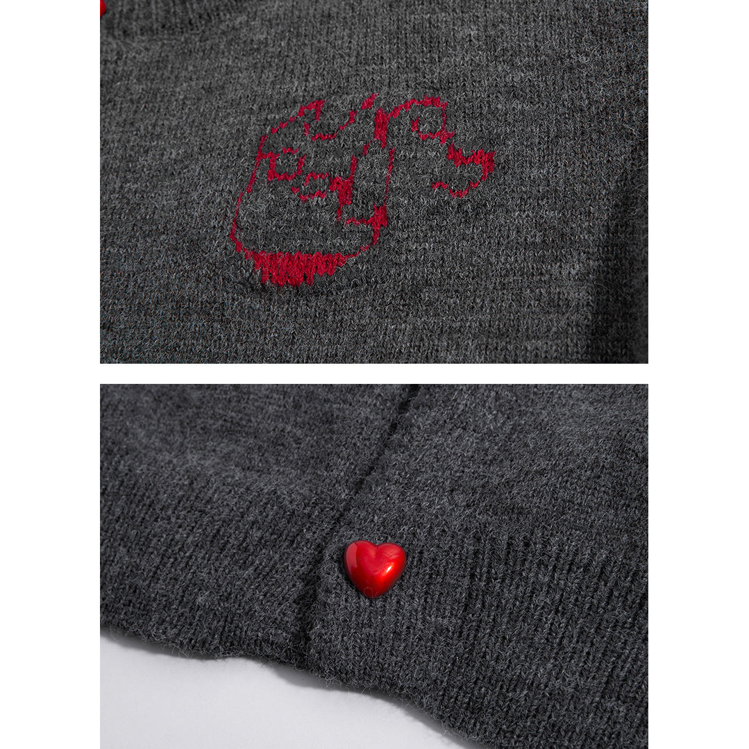Damen Kuscheliger Grobstrick Cardigan mit Herz-Knöpfen Echoarchiv
