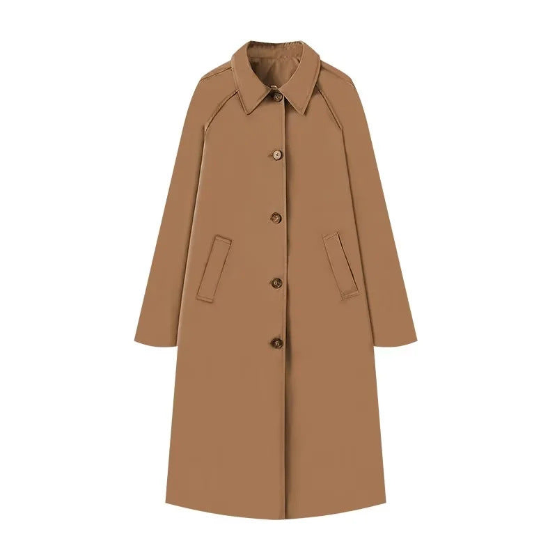Damen 400+ lang geschnittener Trenchcoat mit Raglanärmeln und verdeckter Knopfleiste Echo Archiv