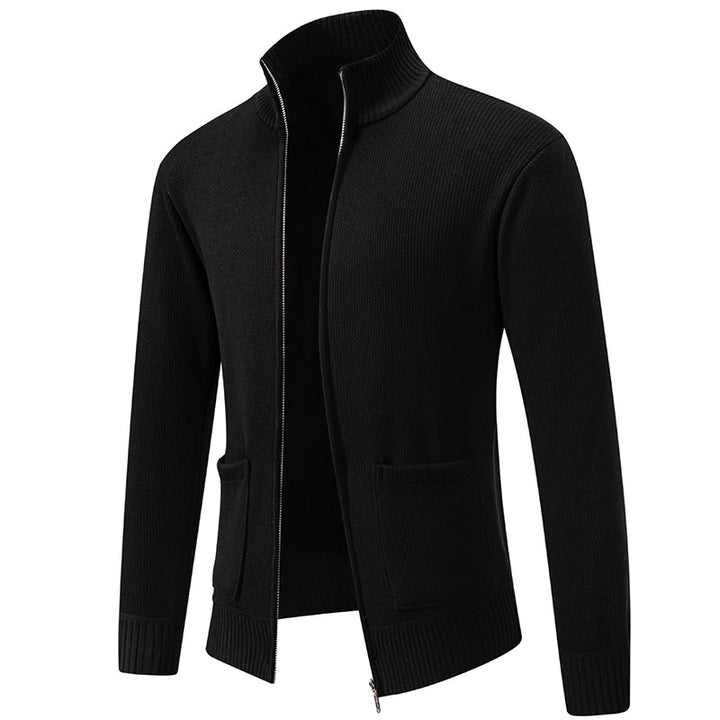Herren nan feinstrukturierter Reißverschluss-Strickcardigan mit Stehkragen und aufgesetzten Taschen Echo Archiv