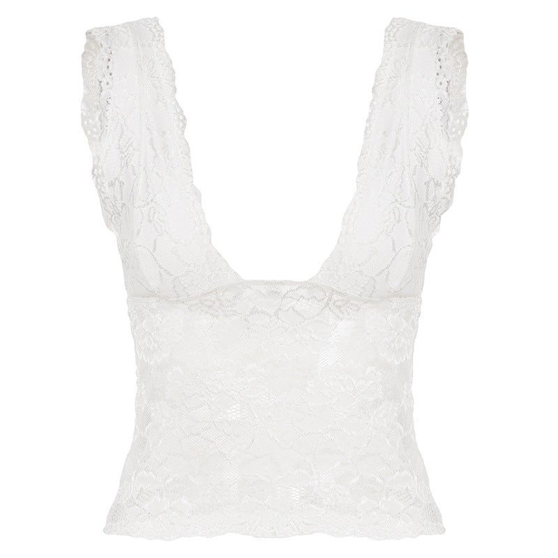 Damen-Spitzen-Cami-Top mit tiefem V-Ausschnitt und verführerischem Design Echo Archiv