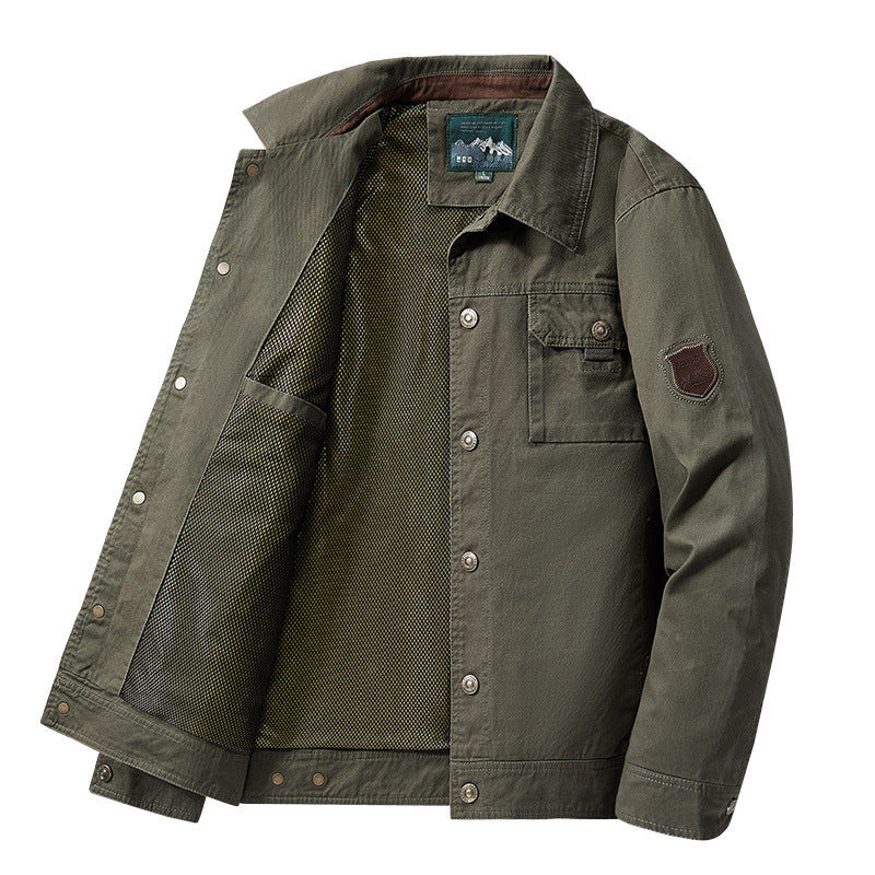 Herren nan robuste Canvas-Fieldjacke mit atmungsaktivem Meshfutter, Druckknopfleiste und aufgesetzter Brusttasche Echo Archiv