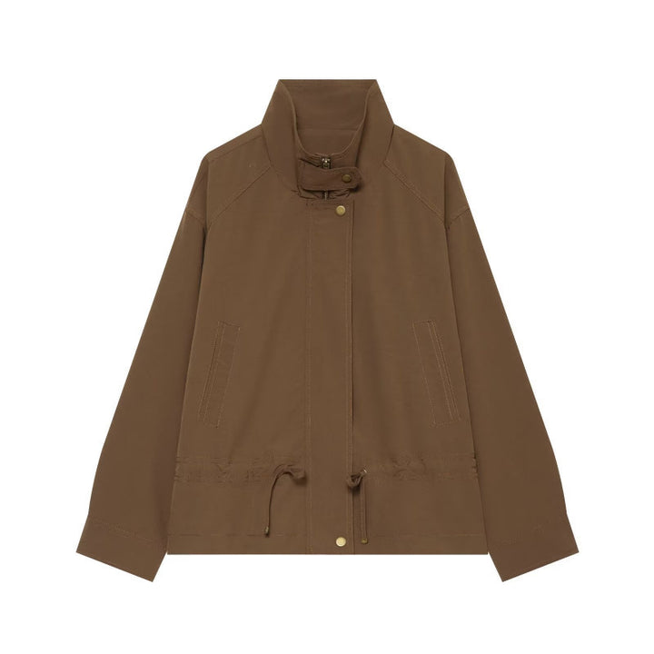 Damen Leichte Fieldjacke mit Stehkragen, Tunnelzugtaillierung und verdeckter Druckknopfleiste Echo Archiv