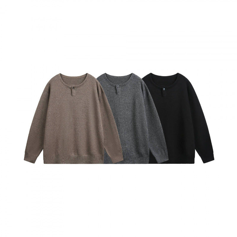 Unisex Oversize-Feinstrickpullover mit kurzem Henleyverschluss und strukturierter Mélange-Qualität Echo Archiv