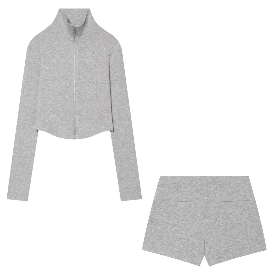 Damen Kurz geschnittenes Zip-Up-Set aus Stretchjersey Echo Archiv