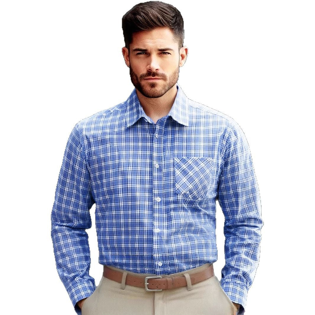 Herren elegantes Langarmhemd mit modischem Karodesign Echoarchiv