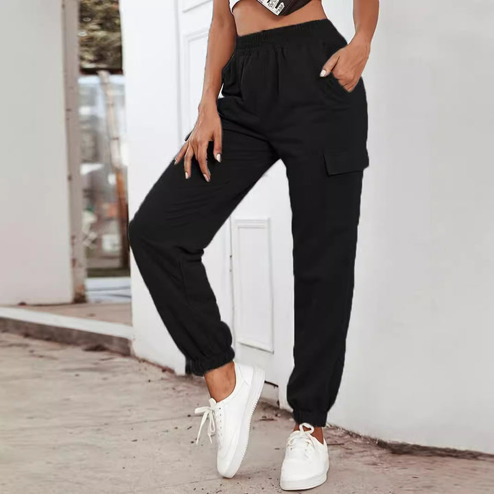 Damen Cargo-Jogginghose mit Gummibund, Seitentaschen und elastischen Bündchen Echoarchiv