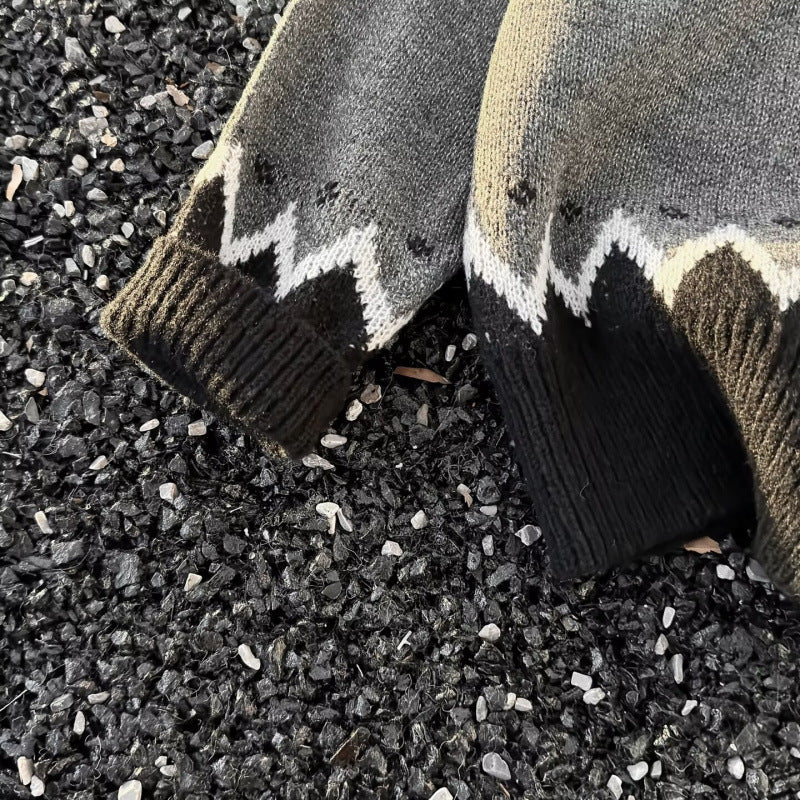 Damen Norweger-Cardigan im Oversize-Schnitt mit Rundhalsausschnitt und Kontrastknopfleiste Echoarchiv