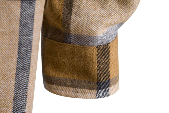 Herren Karohemdjacke mit integriertem Kapuzenpullover und bequemen Knopfdetails Echoarchiv
