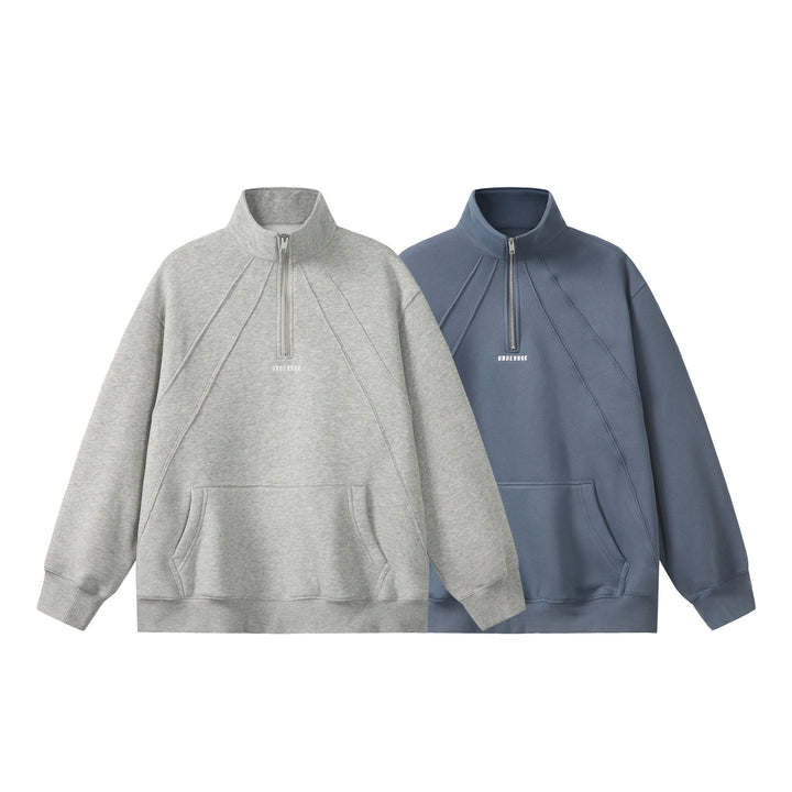Unisex Oversize Sweatshirt mit Halbzip, hohem Funnelkragen und Kängurutasche Echoarchiv