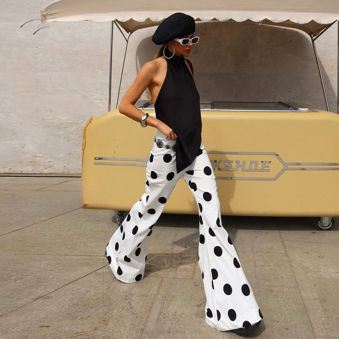 Damen Modische Schlaghose mit stilvollem Polka-Dot-Design Echo Archiv