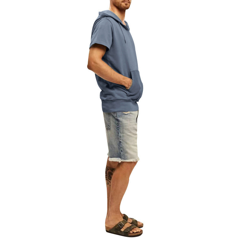 Herren lässiges Kapuzen-T-Shirt mit Fronttasche und modernem Schnitt Echoarchiv