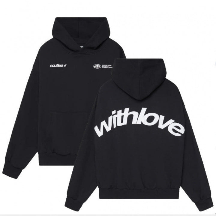Unisex nan oversized Kapuzenpullover mit großflächigem Rückenprint, Kängurutasche und gerippten Bündchen Echo Archiv