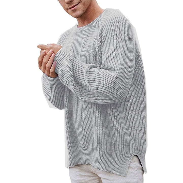 Herren Grob gestrickter Pullover mit lässigem Schnitt und seitlichen Schlitzen Echoarchiv