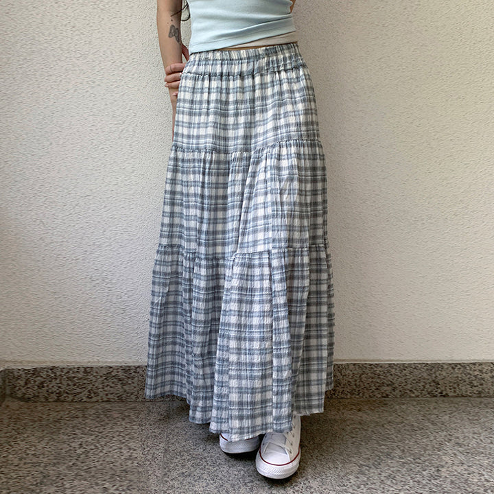 Damen Maxirock mit kariertem Design und gestuftem Schnitt Echo Archiv