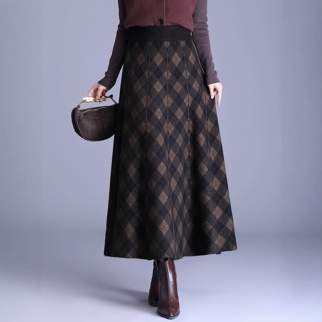 Damen Eleganter Maxirock mit geometrischem Muster – Valéora