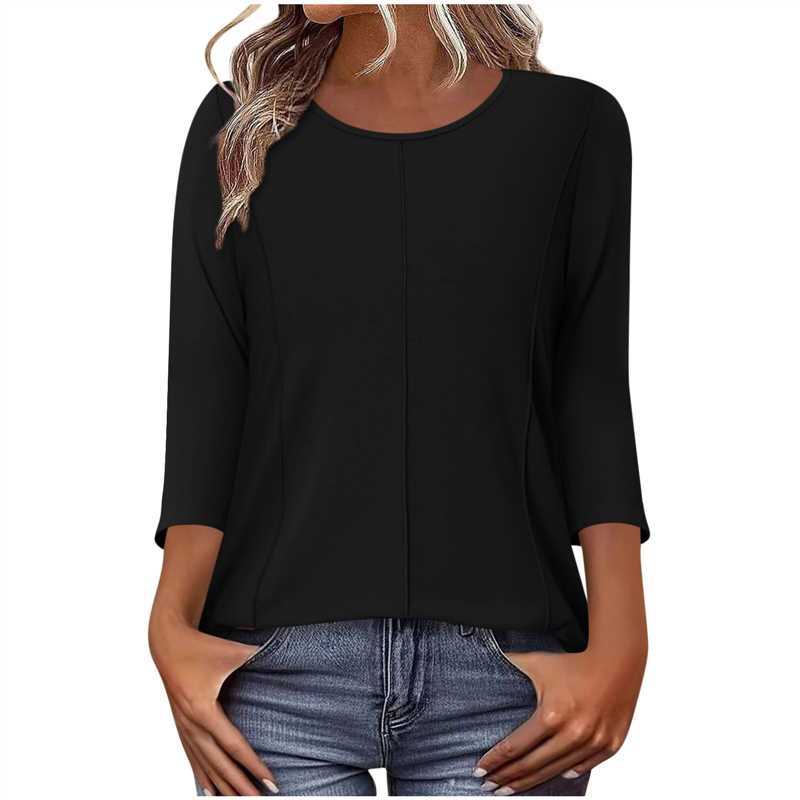 Damen lässiges Shirt mit dreiviertelärmeln und dekorativer Mittelnaht – Avérine