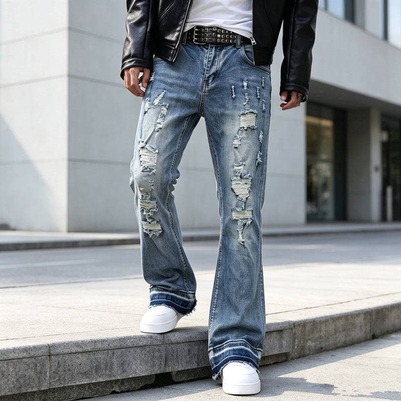Herren Ripped Slim-Fit Jeans mit modischen Details Echoarchiv
