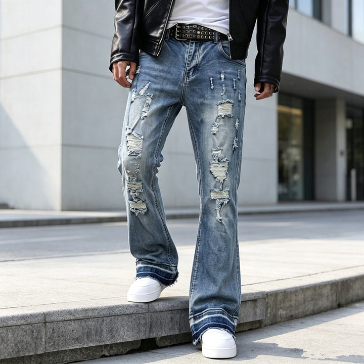 Herren Ripped Slim-Fit Jeans mit modischen Details Echoarchiv