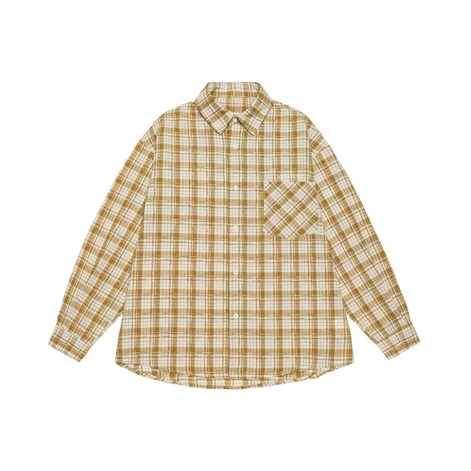 Unisex Oversize Karo-Hemdjacke aus leichter Baumwollmischung mit aufgesetzter Brusttasche Echoarchiv
