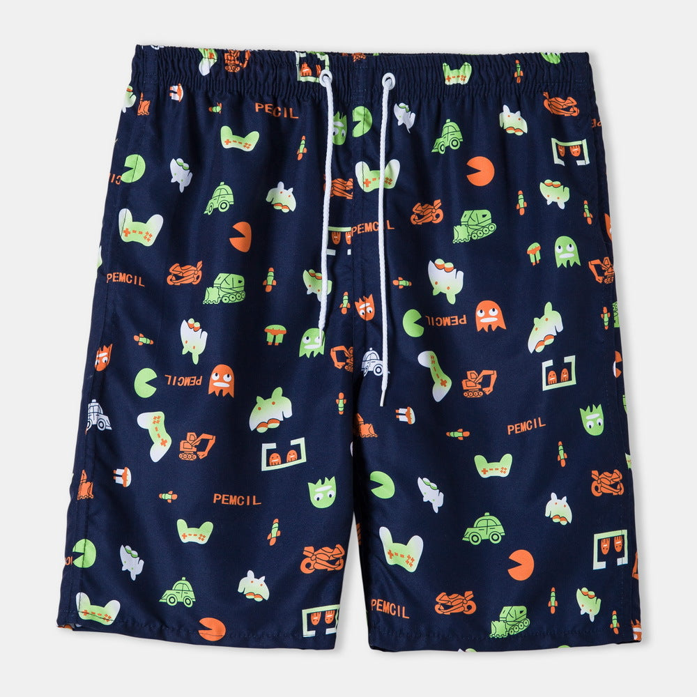 Herren Badeshorts im verspielten Grafikdesign mit elastischem Bund und Reißverschluss Echoarchiv