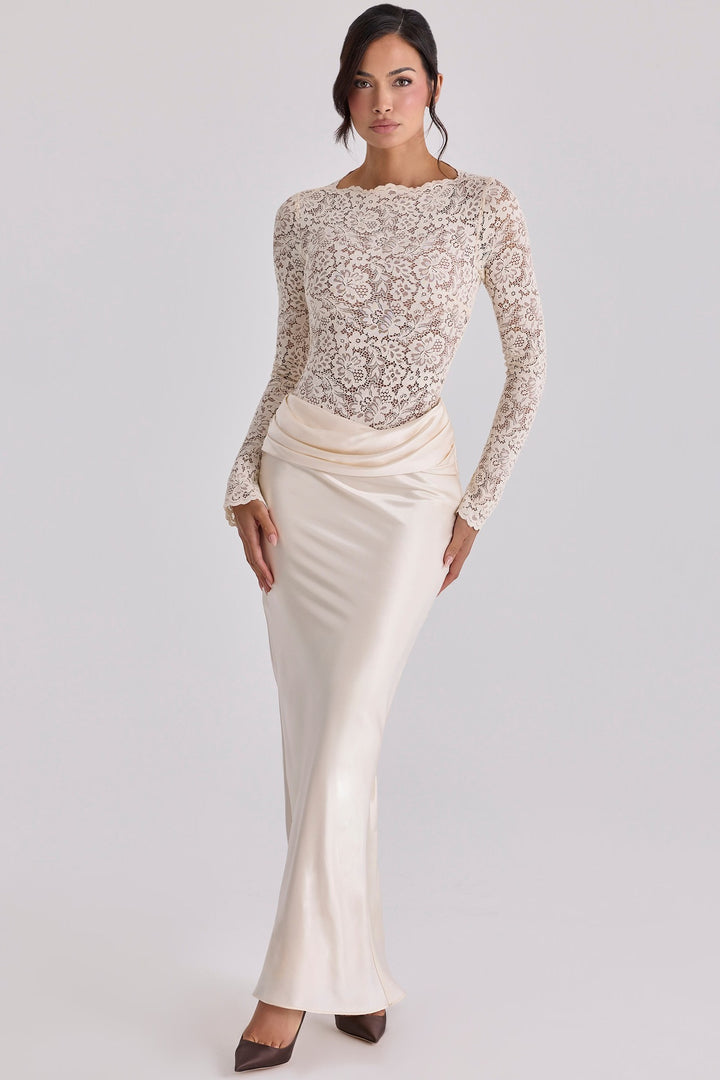 Damen Elegantes Spitzenoberteil mit fließendem Rock Echo Archiv