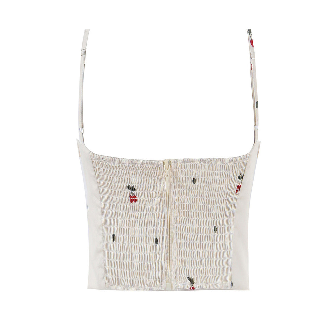 Damen weite High‑Waist Hose mit Kirschenprint und Bundfalten Echo Archiv