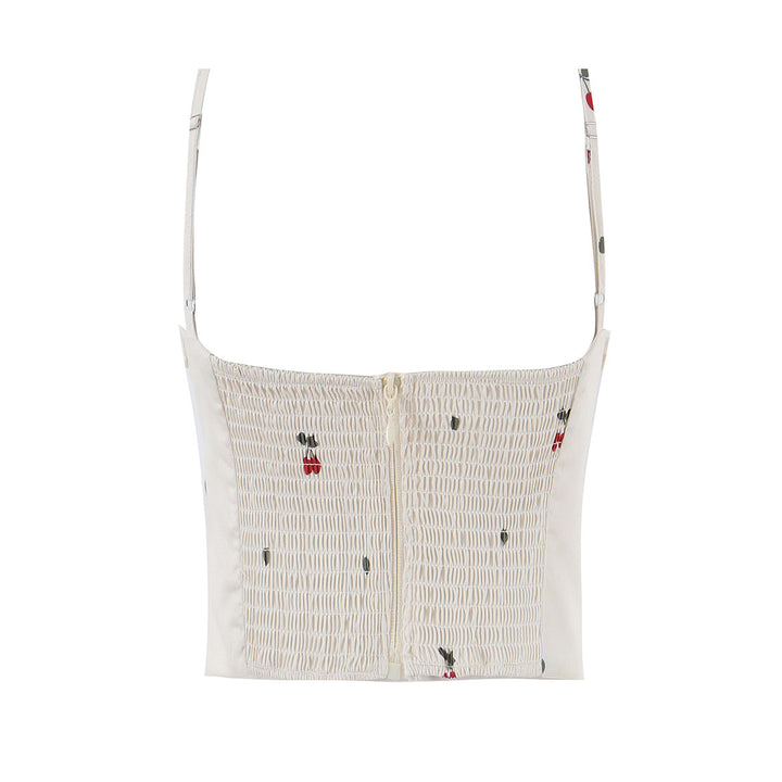 Damen weite High‑Waist Hose mit Kirschenprint und Bundfalten Echo Archiv