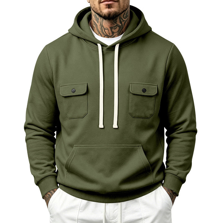 Herren Kapuzenpullover mit Doppel-Brusttaschen und Kängurutasche Echoarchiv